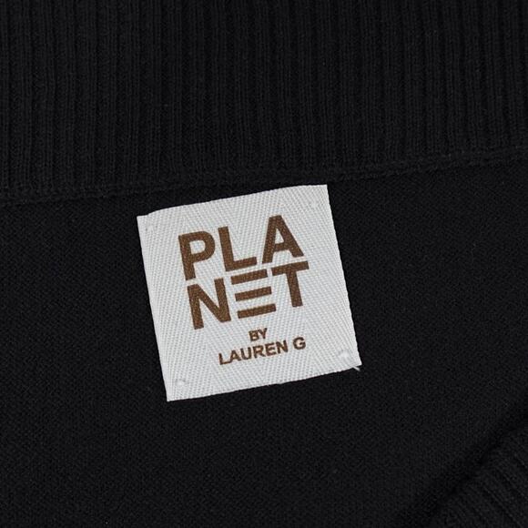 PLANET by Lauren G Pima Cotton Borderline Skirt 2 Black Mod Minimalist Timeless - Picture 2 of 16